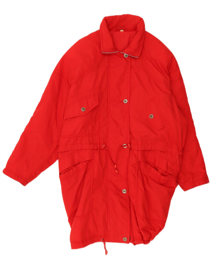 Винтажное женское стеганое пальто UK 22 3XL, красный полиэстер