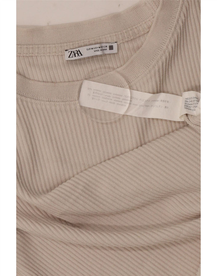 Женский топ Zara Regular с длинным рукавом UK 14, средний бежевый полиэстер
