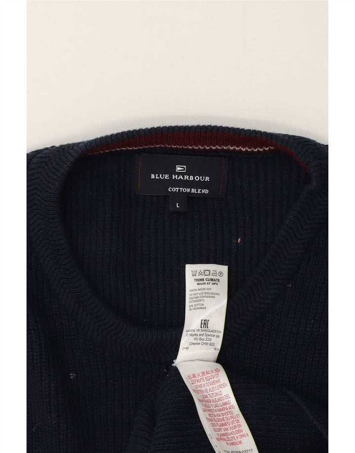 Мужской синий джемпер с круглым вырезом Marks & Spencer Harbour, большой темно-синий