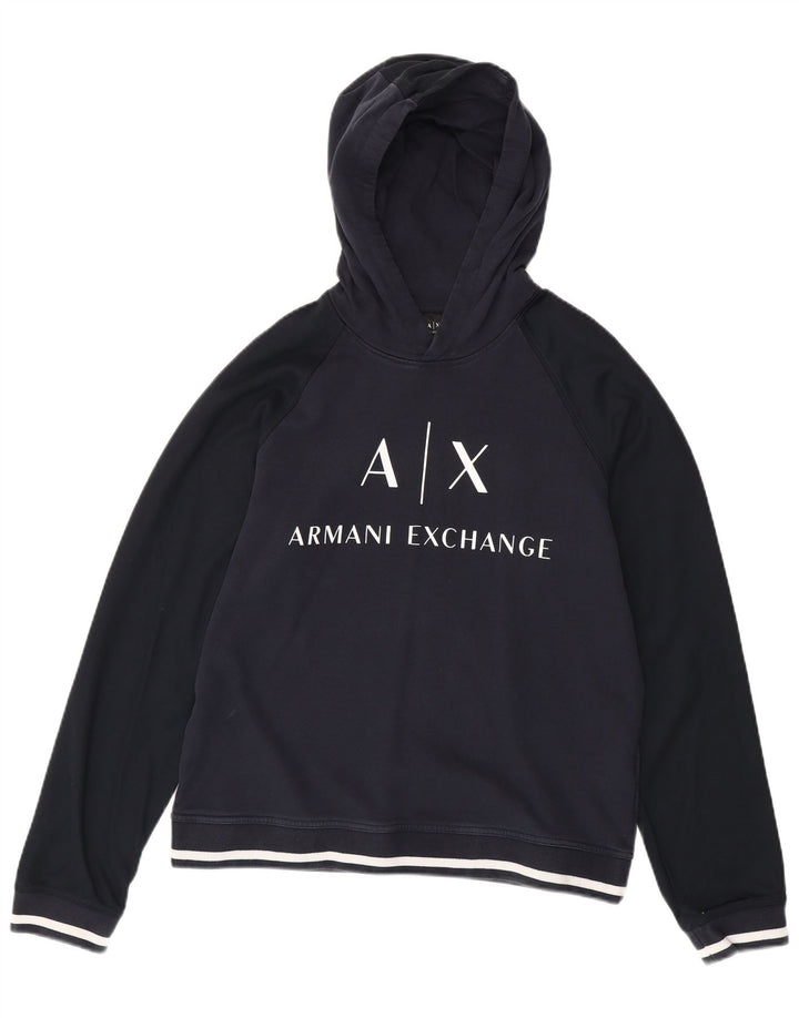 ARMANI EXCHANGE Мужской джемпер с капюшоном с рисунком, большой темно-синий, хлопок