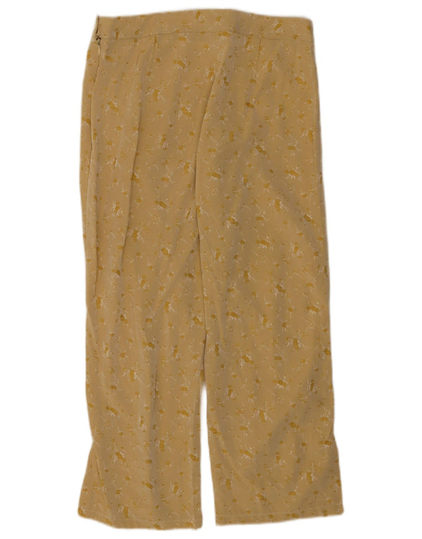 Vintage Womens Straight Cropped Trousers IT 46 Large W30 L24 Yellow Floral