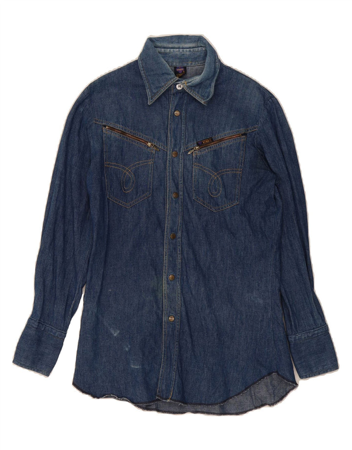 POOH Womens Denim Shirt UK 12 Medium  Blue Vintage Pooh and Second-Hand Pooh from Messina Hembry 