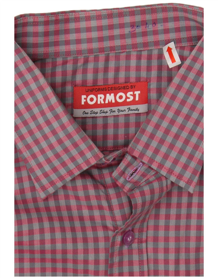 VINTAGE Mens Shirt Large Maroon Check