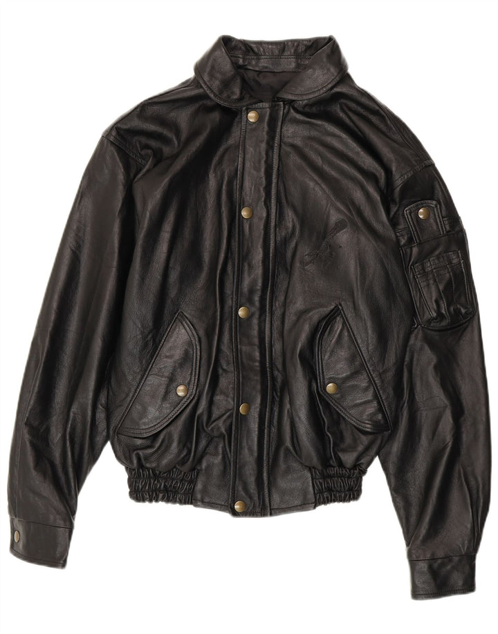 Мужская кожаная куртка VINTAGE UK 36 маленькая черная кожаная