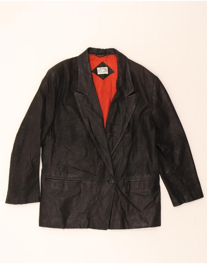 MANHATTAN Womens Leather Jacket UK 16 Large Black Vintage Manhattan and Second-Hand Manhattan from Messina Hembry 