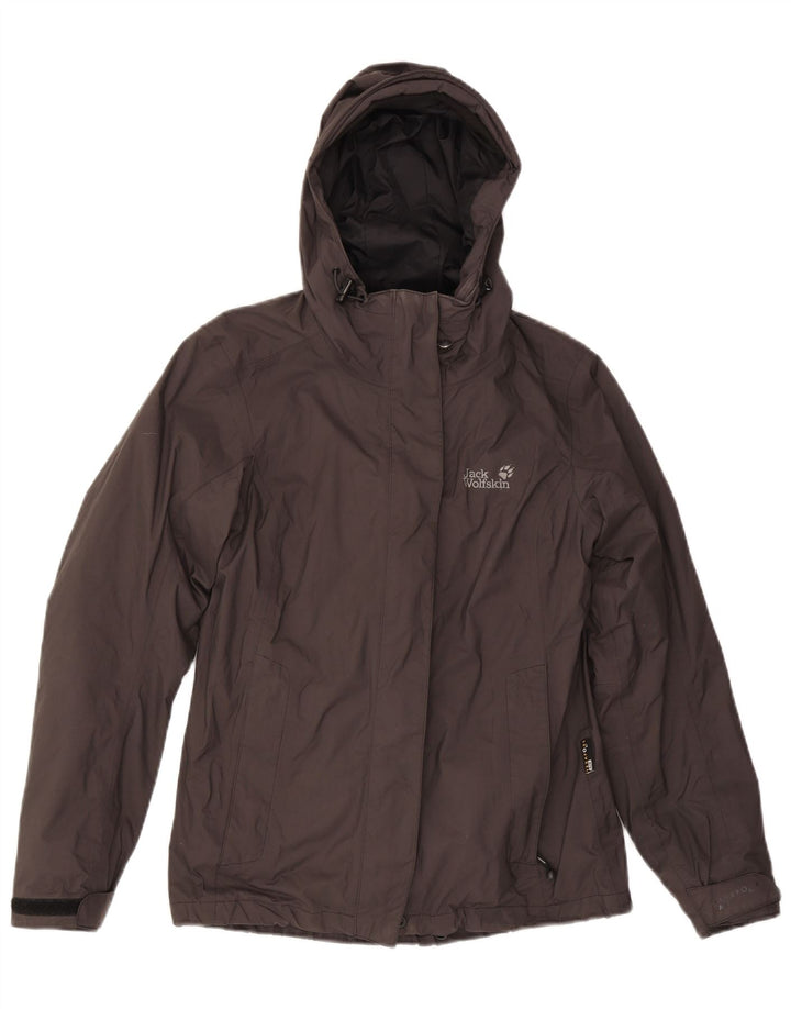 Женская дождевик с капюшоном Jack Wolfskin UK 8, маленький серый полиамид