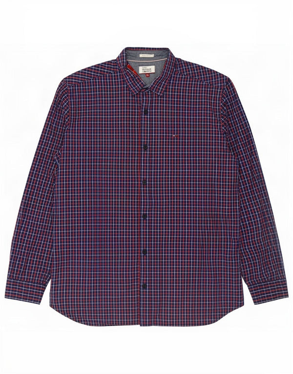 Мужская рубашка стандартного кроя Tommy Hilfiger XL, темно-синяя клетка, хлопок