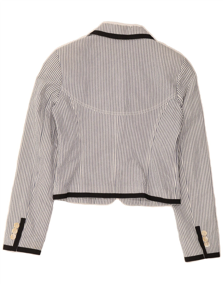 RED VALENTINO Womens 2 Button Crop Blazer Jacket IT 42 Medium Blue Striped Vintage Red Valentino and Second-Hand Red Valentino from Messina Hembry 