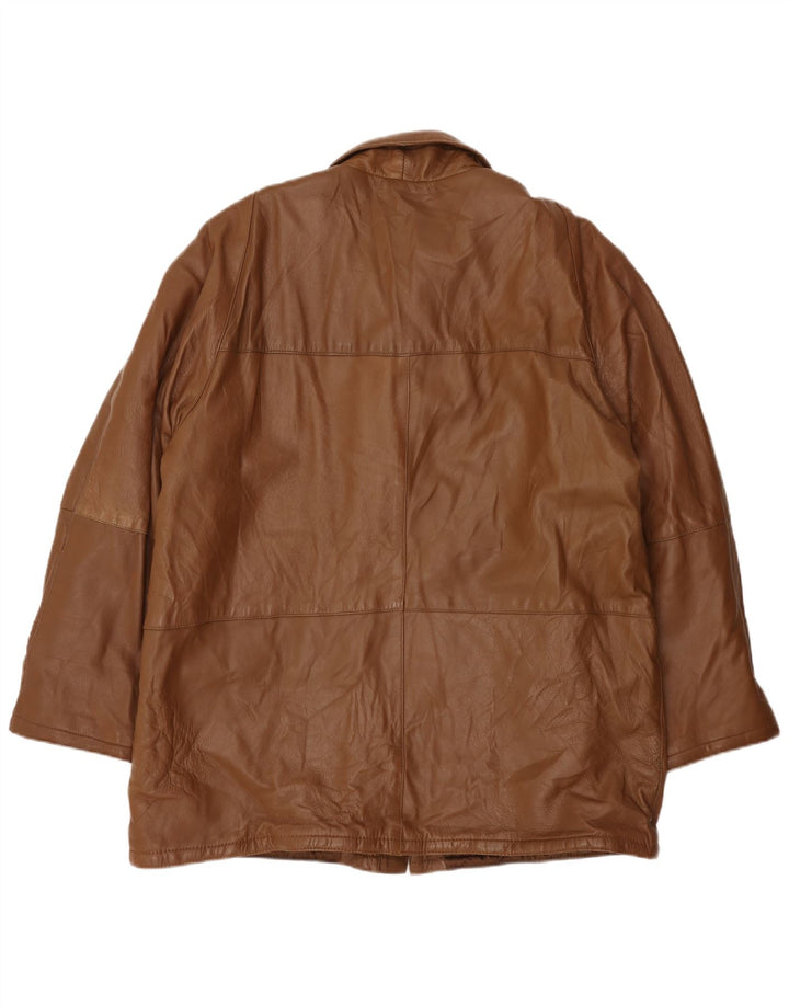 Винтажная мужская кожаная куртка IT 58 4XL Коричневая кожаная