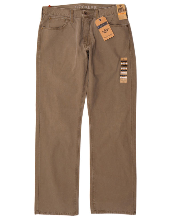 Мужские прямые повседневные брюки Dockers W33 L32, бежевый хлопок