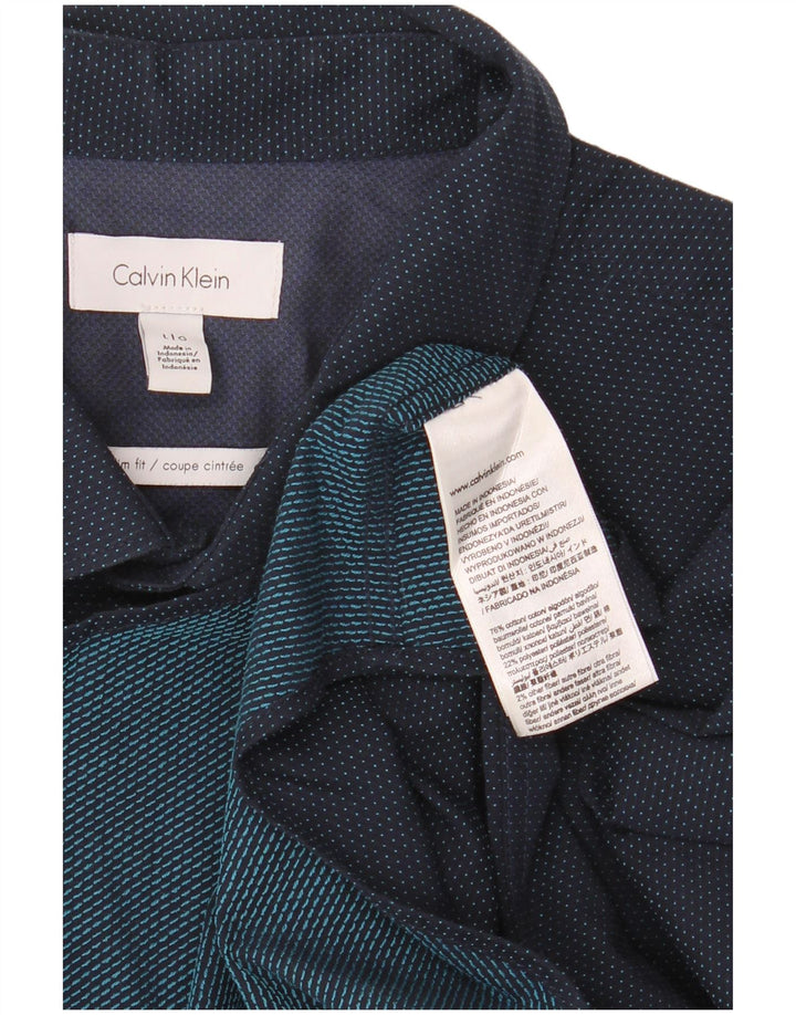 CALVIN KLEIN Мужская рубашка приталенного кроя, большой размер, темно-синий пятнистый хлопок