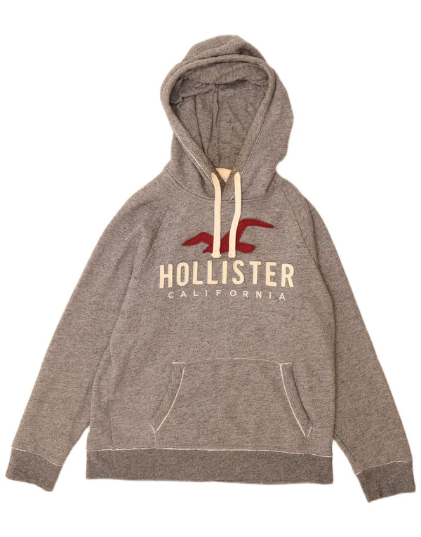 Hollister Мужской джемпер с капюшоном с рисунком, средний серый хлопок с крапинками