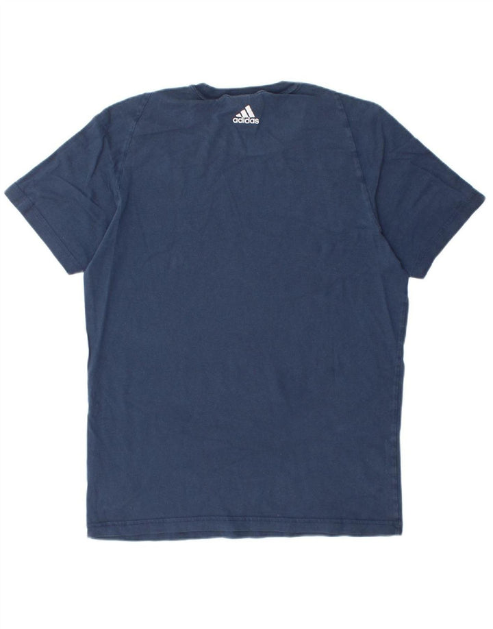 ADIDAS Mens Graphic T-Shirt Top Medium Navy Blue Cotton