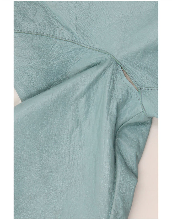 Винтажное женское кожаное болеро с рукавом 3/4 IT 42 Medium Blue Leather