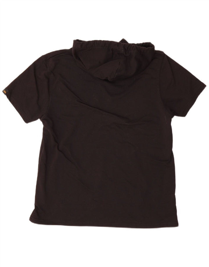 ALPHA INDUSTRIES Мужской джемпер с капюшоном с короткими рукавами и графикой XL, черный хлопок