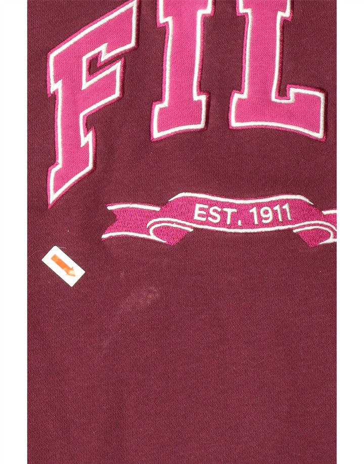FILA Womens Oversized Graphic Sweatshirt Jumper UK 10 Small Burgundy