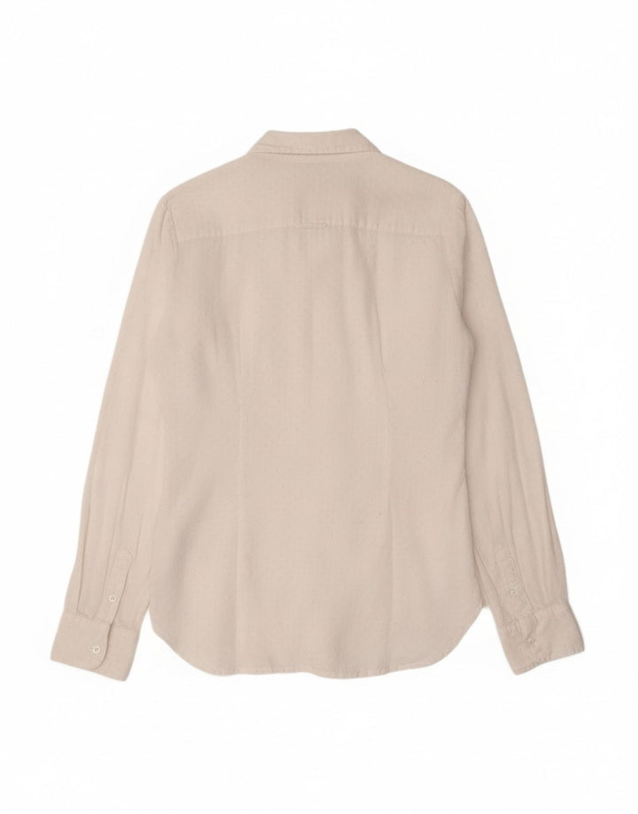 TOMMY HILFIGER Womens Fitted Shirt US 8 Medium Off White Spotted Cotton