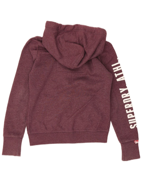 Женский свитер с капюшоном на молнии с графическим рисунком Superdry UK 10, маленький бордовый хлопок