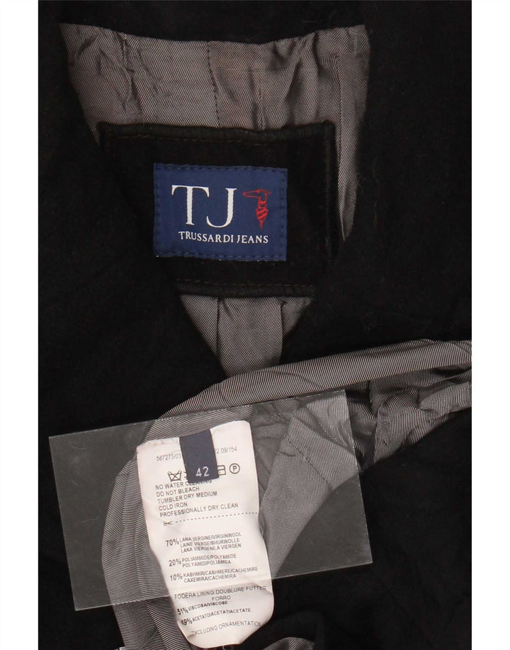 Trussardi Jeans Женское двубортное пальто IT 42 Medium Black Wool