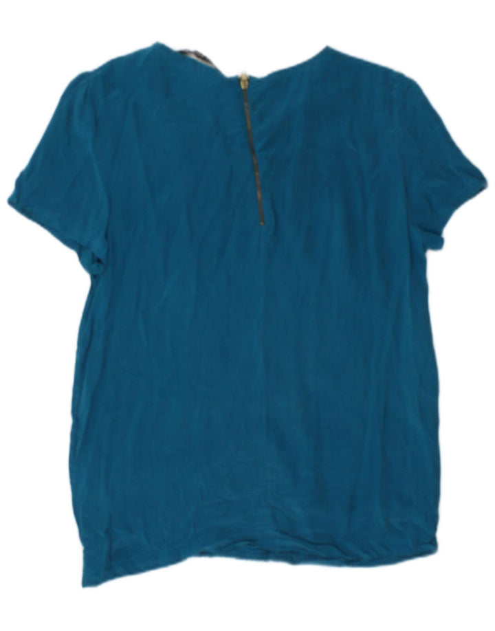 Женская блузка Zara Top UK 10, маленькая, синяя, шелковая