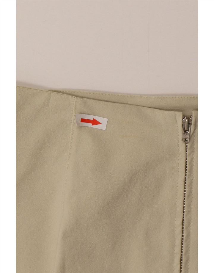 Винтажная женская мини-юбка, большая W30, бежевый полиамид