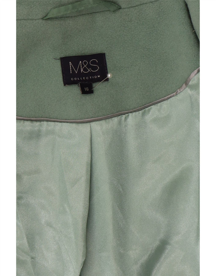 Женское двубортное пальто Marks & Spencer UK 16, большое зеленое шерсть