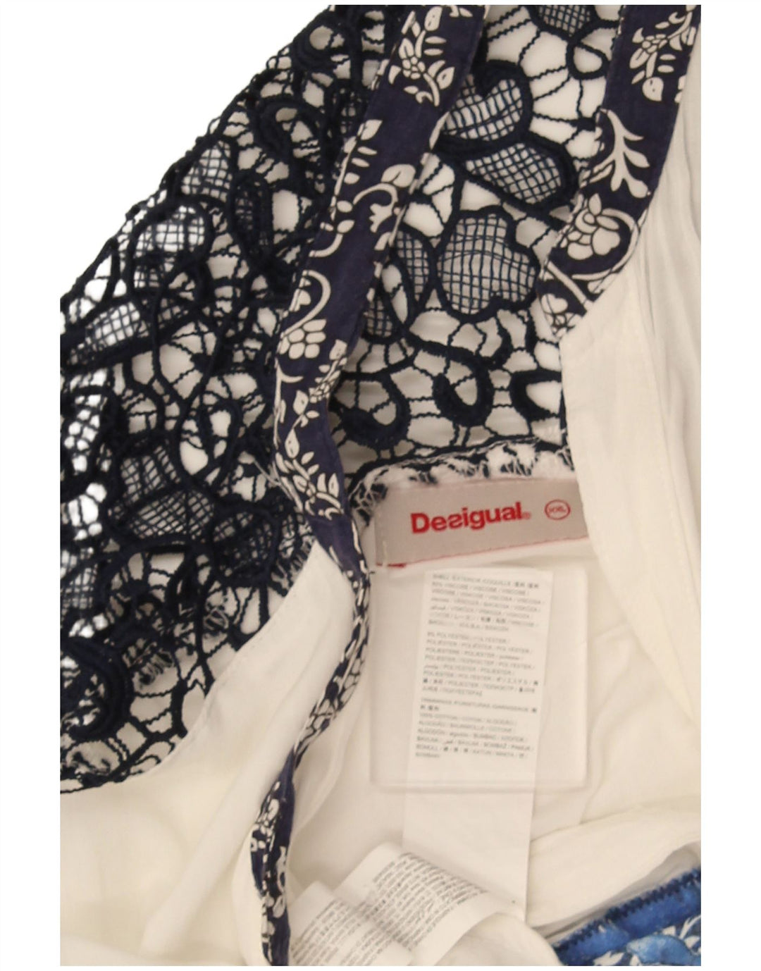 Женская блузка-рубашка Desigual UK 20 2XL Белая вискоза в стиле пэчворк