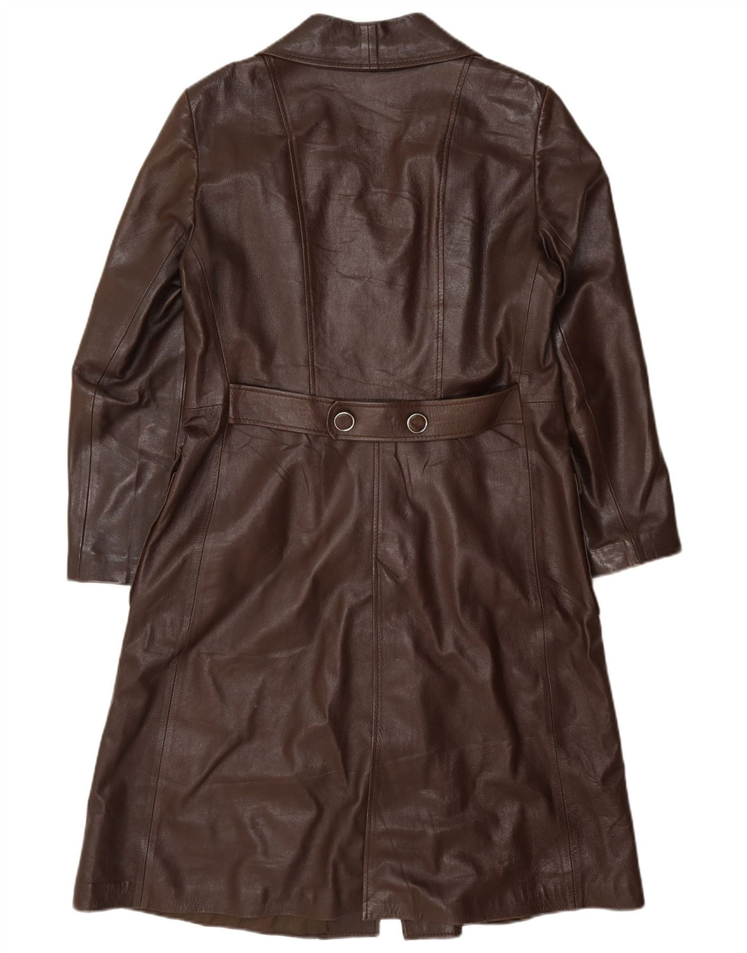 Винтажное женское кожаное пальто IT 48 XL бордовое
