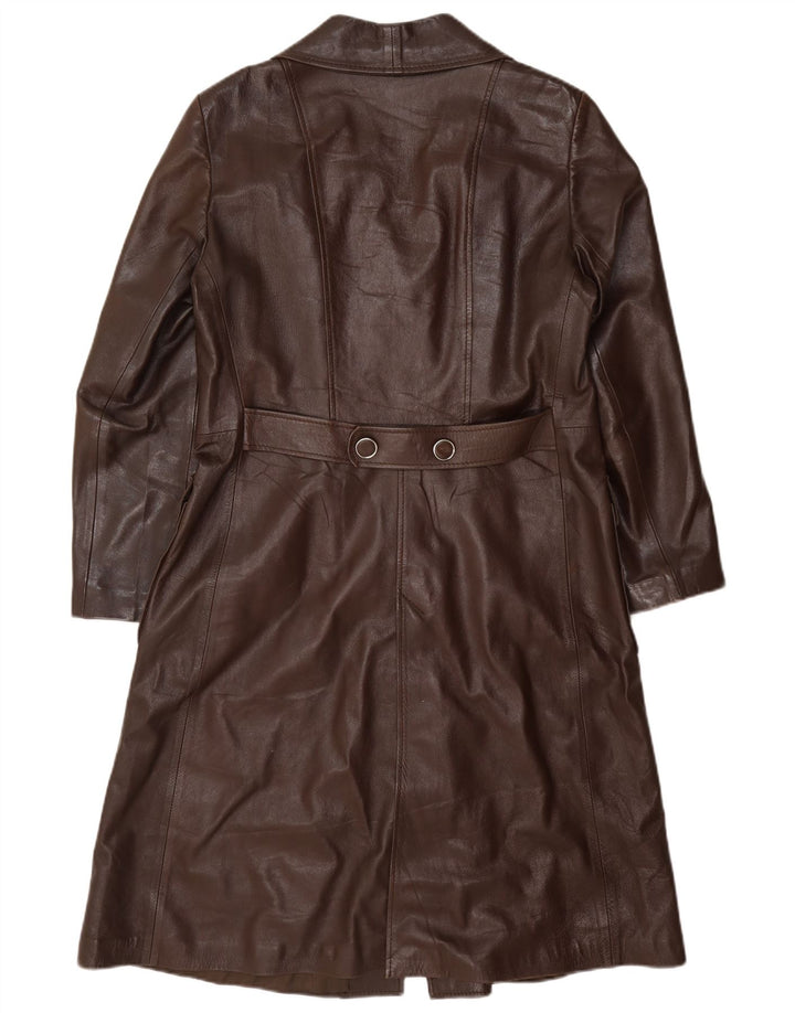 Винтажное женское кожаное пальто IT 48 XL бордовое