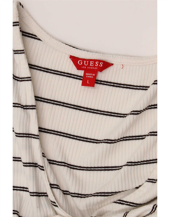 Женский топ Guess с длинным рукавом UK 14, большая белая полоска