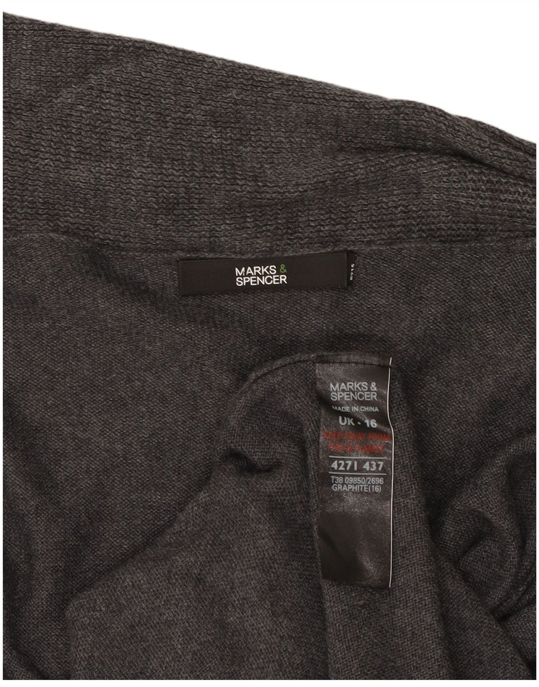 Женский удлиненный открытый кардиган Marks & Spencer UK 16, большой серый