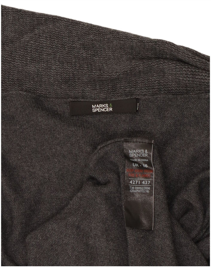 Женский удлиненный открытый кардиган Marks & Spencer UK 16, большой серый