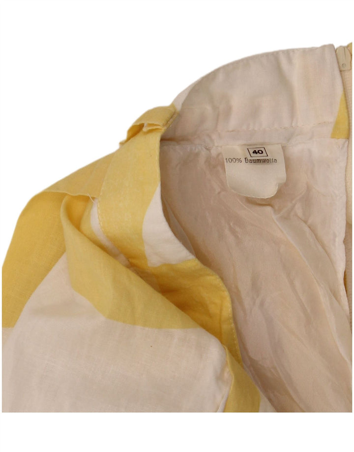 ВИНТАЖНАЯ женская юбка-трапеция EU 40, средний размер W28, желтый хлопок с геометрическим рисунком