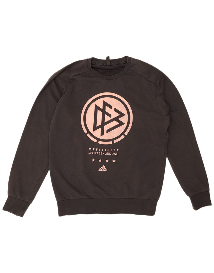 Мужской свитшот ADIDAS с рисунком, хлопковый джемпер среднего серого цвета