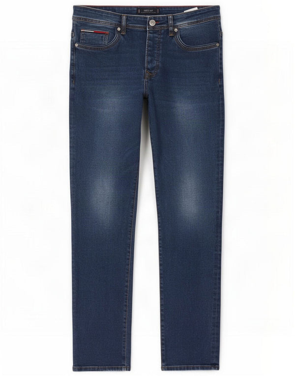 Tommy Hilfiger Мужские узкие джинсы классического кроя W33 L34, синий хлопок