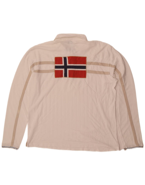 Мужская рубашка поло Napapijri с длинным рукавом и рисунком, 3XL, белый хлопок