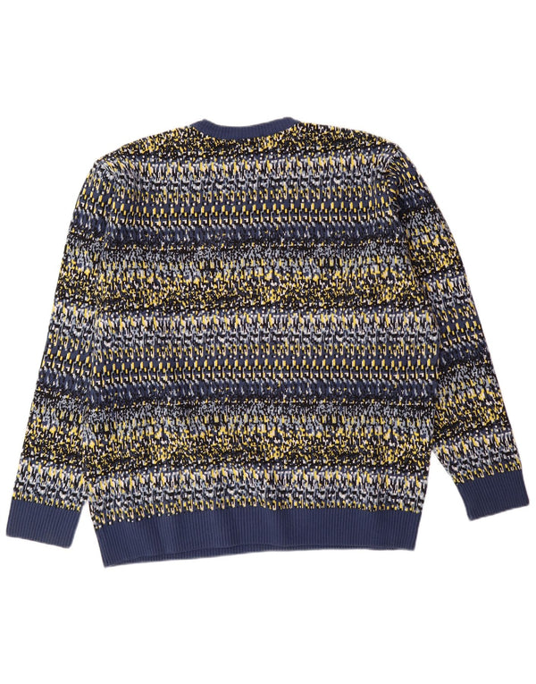 Мужской джемпер LACOSTE с круглым вырезом, размер 7, 2XL, хлопок, синий с геометрическим рисунком