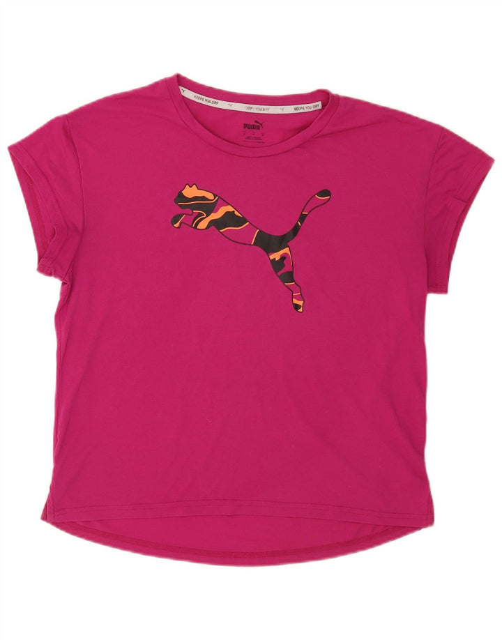 Женская футболка с рисунком Puma Top UK 14, средний розовый полиэстер