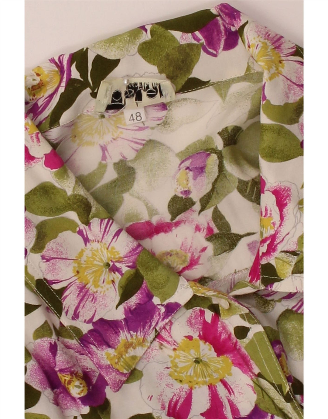 VINTAGE Womens Shirt IT 48 XL Green Floral Vintage Vintage and Second-Hand Vintage from Messina Hembry 