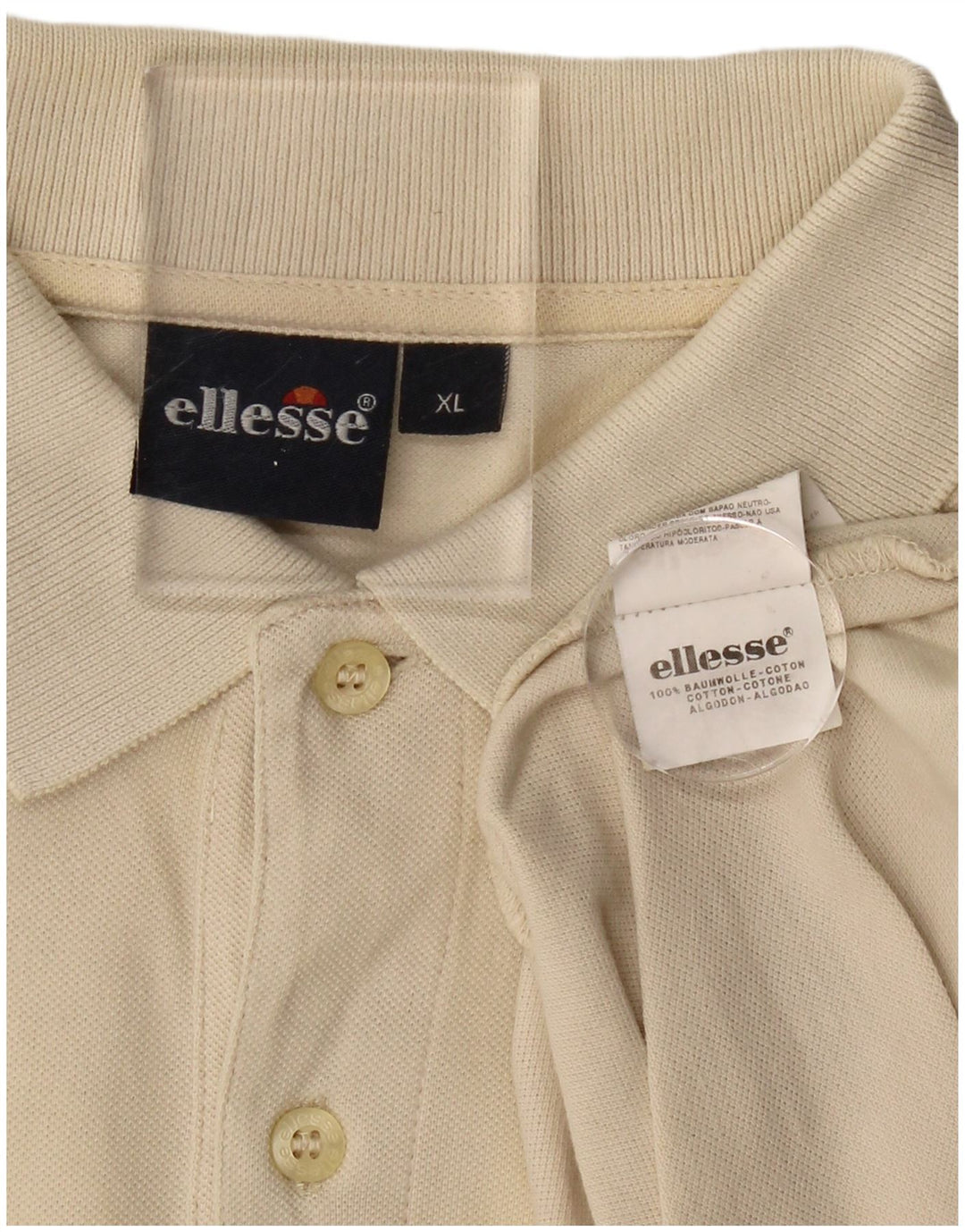 ELLESSE Mens Polo Shirt XL Beige Cotton