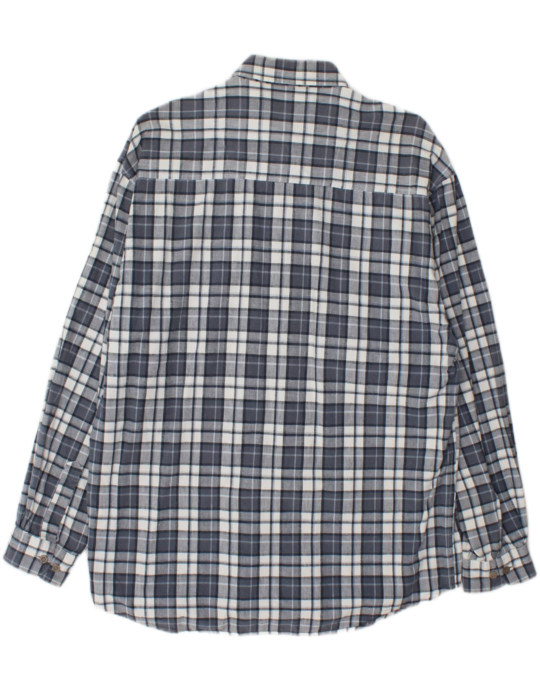 LERROS Mens Flannel Shirt Medium Navy Blue Check Cotton Vintage Lerros and Second-Hand Lerros from Messina Hembry 