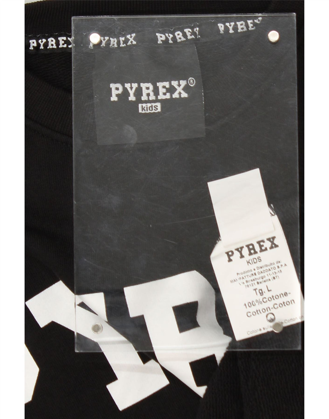 PYREX Boys Graphic Sweatshirt Jumper 10-11 Years Large Black Cotton Vintage Pyrex and Second-Hand Pyrex from Messina Hembry 