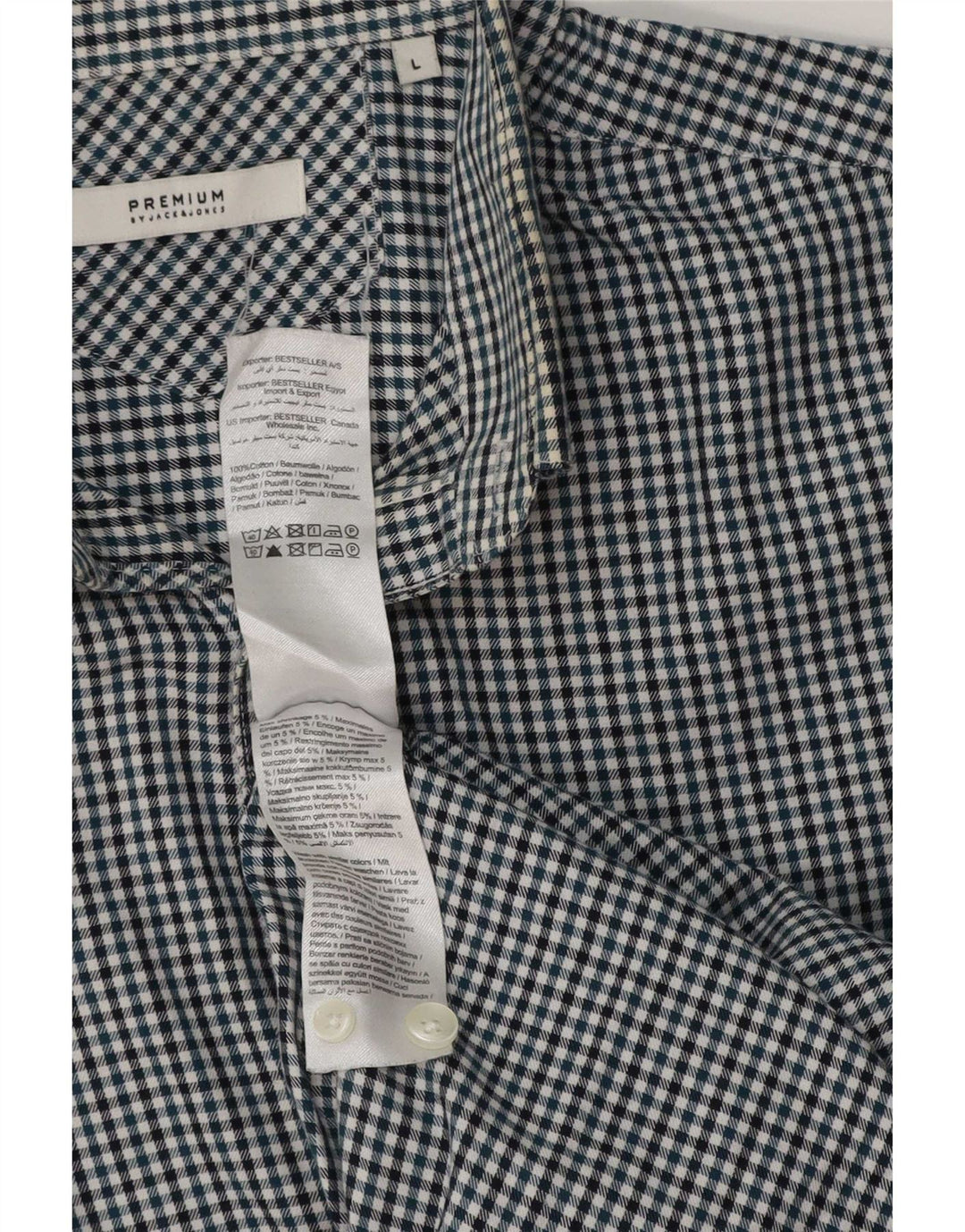 Мужская рубашка Jack & Jones, большая синяя хлопковая клетка в мелкую клетку