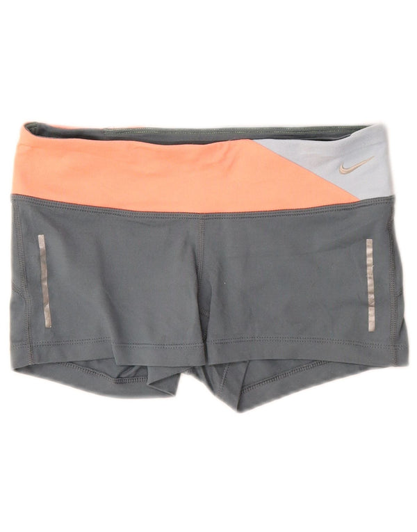 Женские спортивные шорты Nike Dri Fit UK 8, маленькие серые, полиэстер с цветными блоками