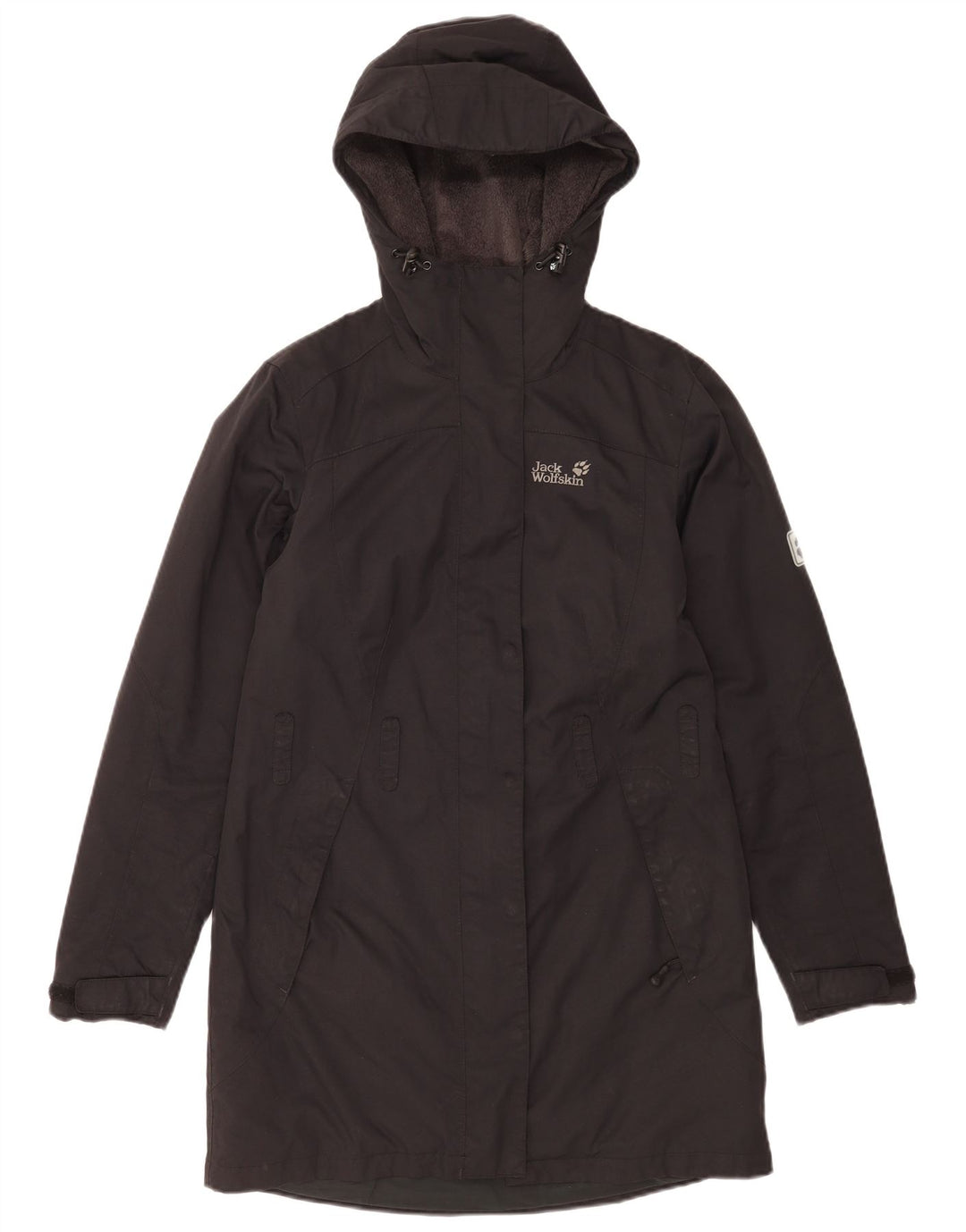 Женская ветровка большого размера с капюшоном Jack Wolfskin UK 10, маленькая, черная