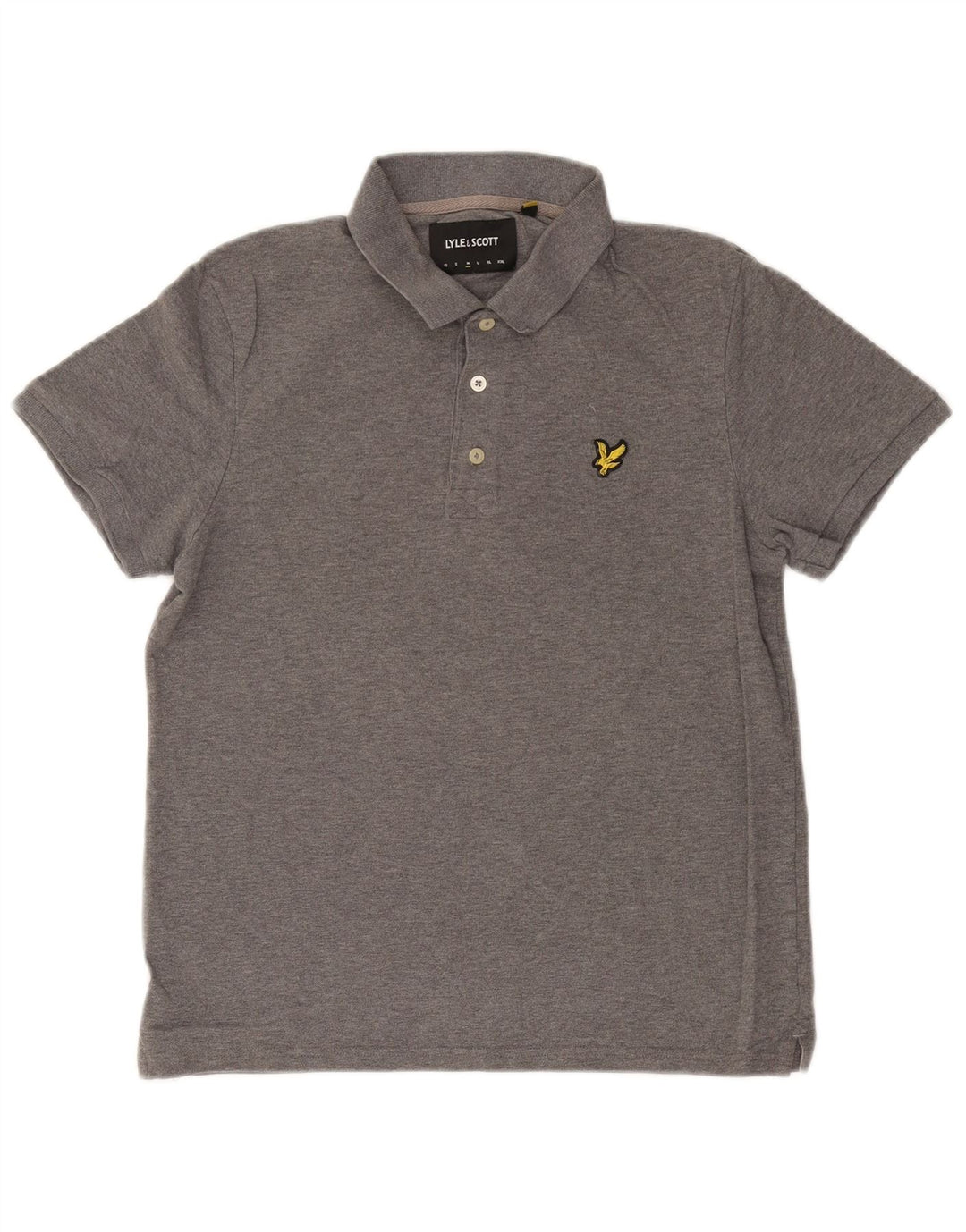 Мужская рубашка-поло Lyle & Scott, хлопковая ткань среднего серого цвета с крапинками