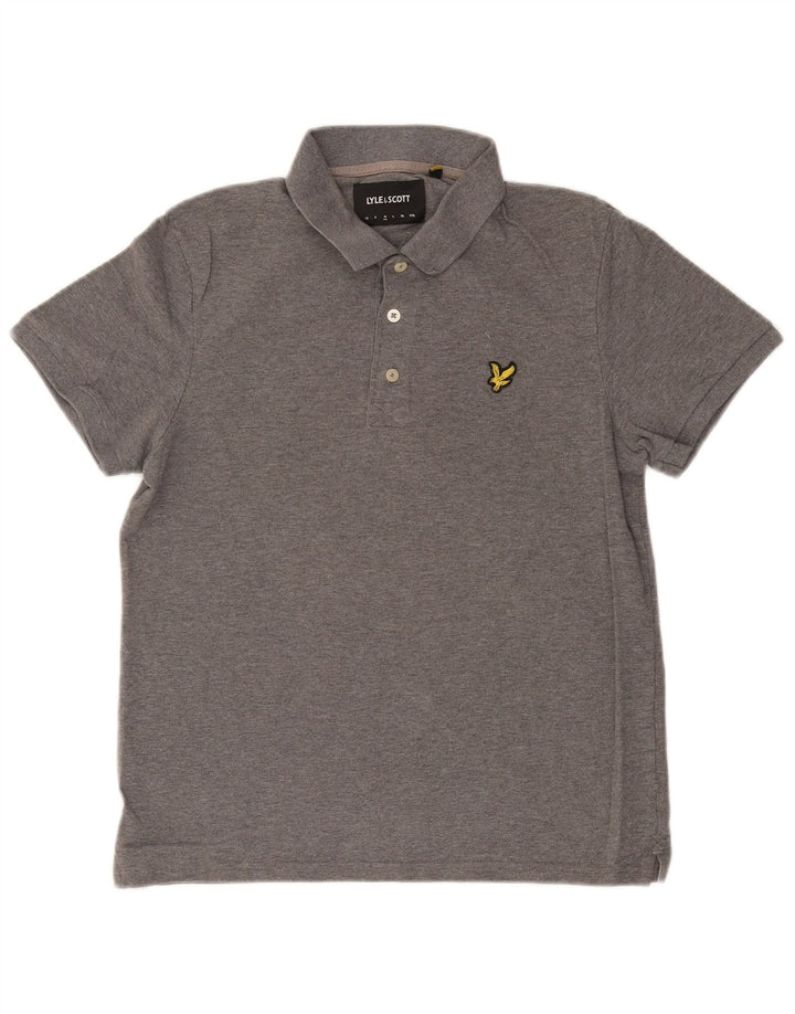 Мужская рубашка-поло Lyle & Scott, хлопковая ткань среднего серого цвета с крапинками