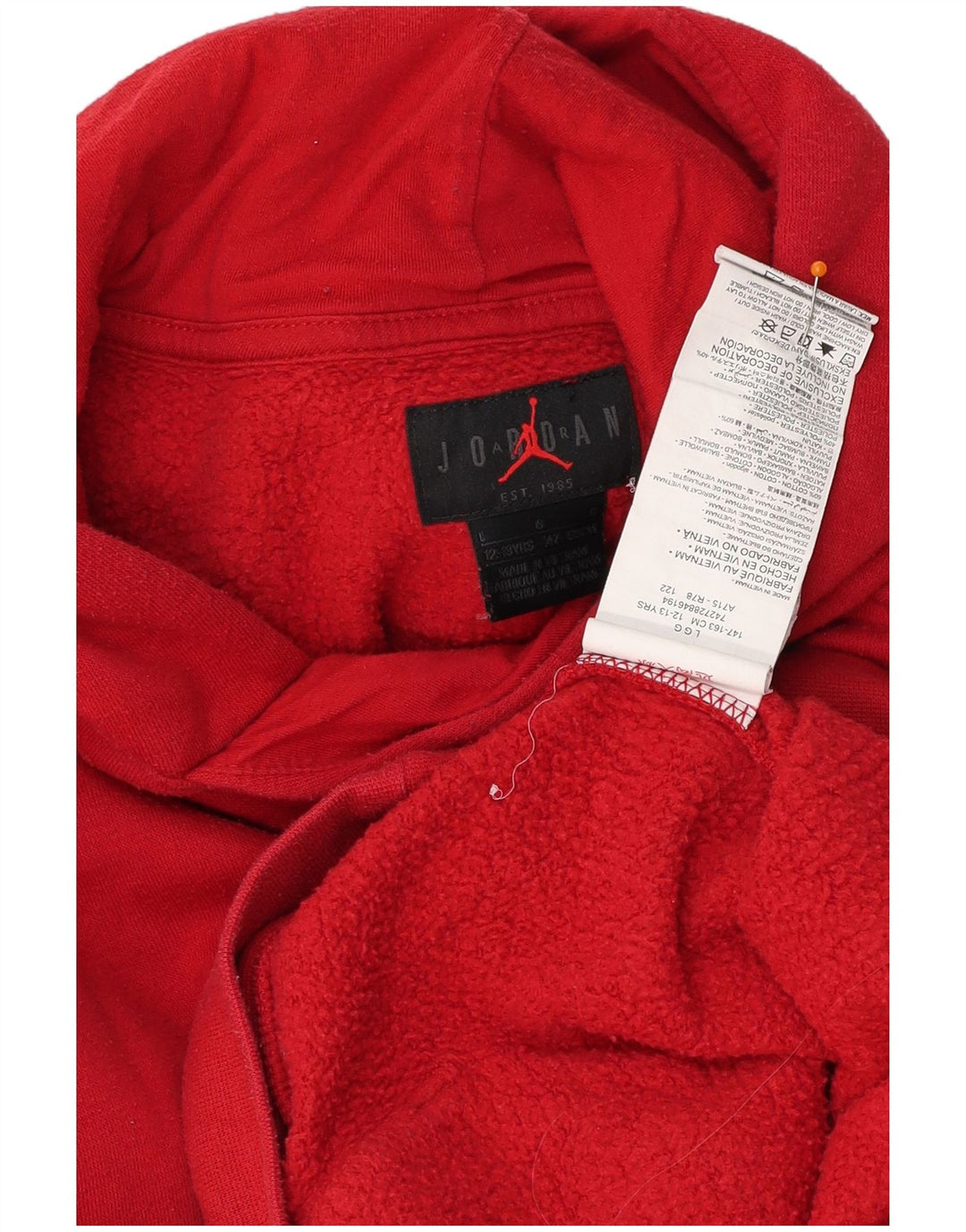Джемпер с капюшоном JORDAN для мальчиков 12–13 лет, большой красный, хлопковый