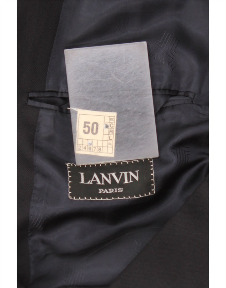 LANVIN Mens Double Breasted Blazer Jacket EU 50 Large Black New Wool