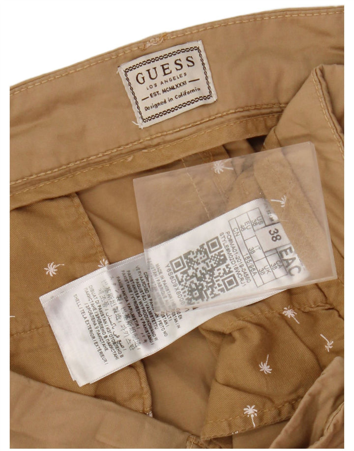 GUESS Mens Chino Shorts W38 XL Beige Cotton